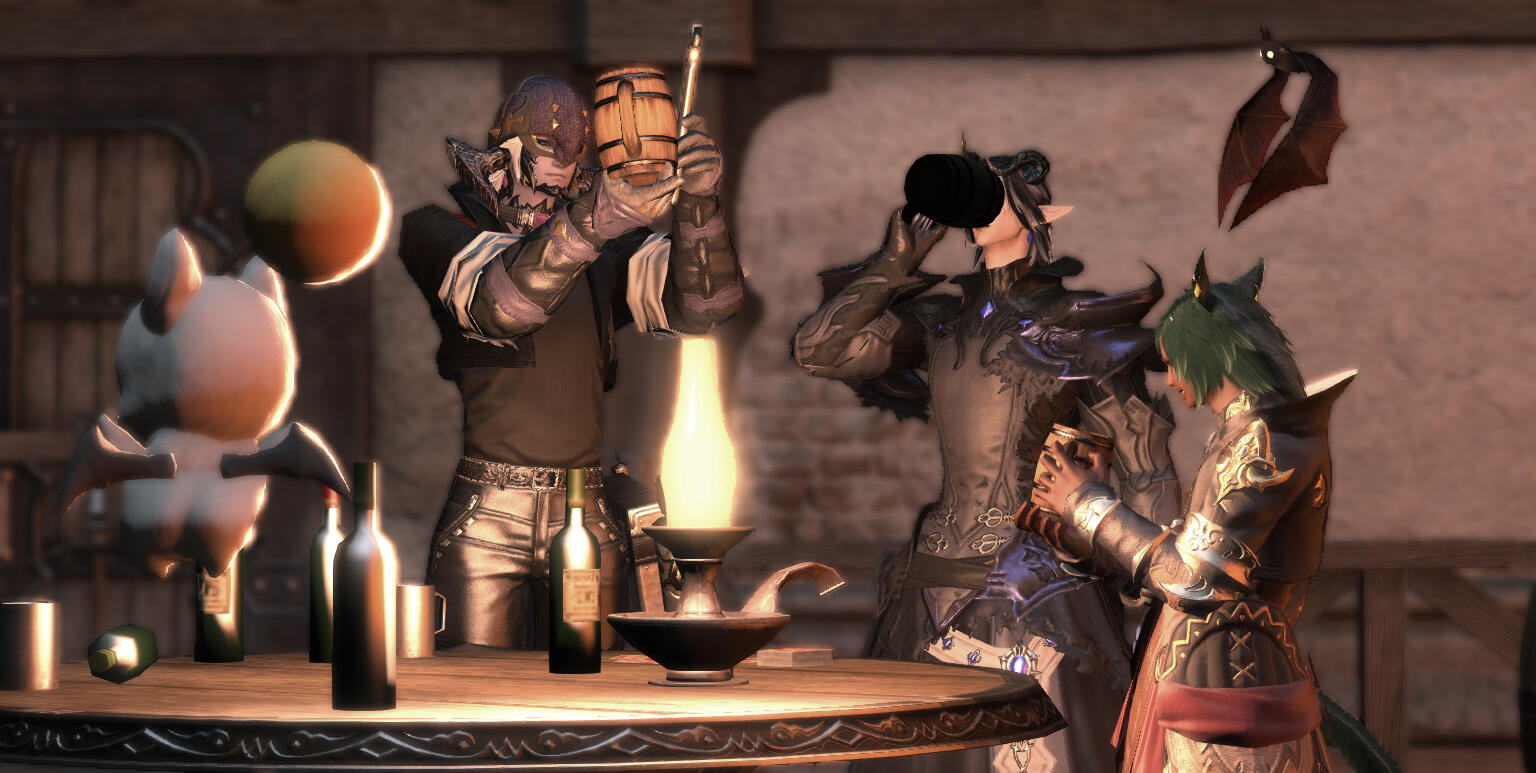 Morn' and his friends Rakh'ir and Black Belt at The Forgotten Knight.